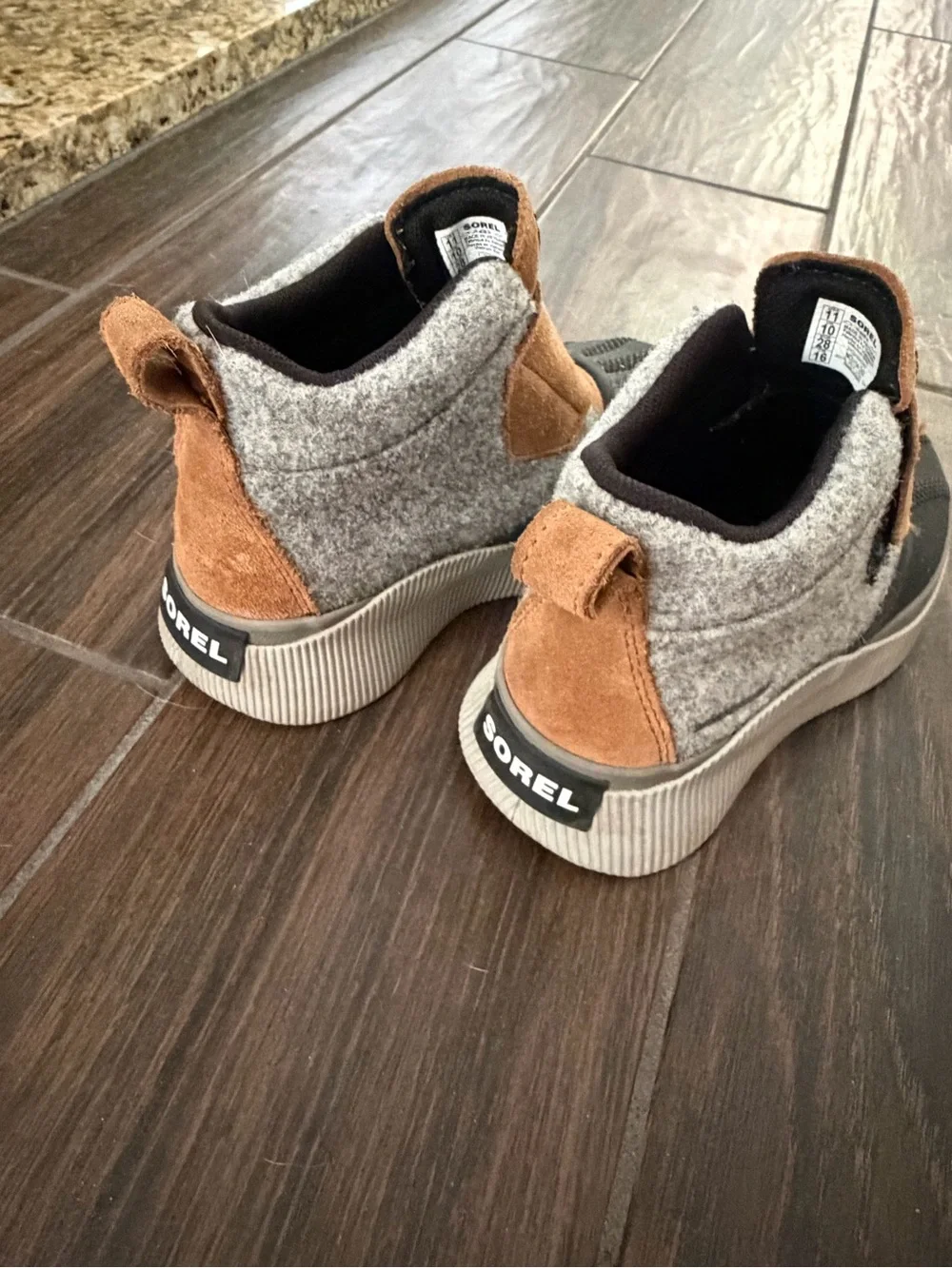 Sorel Kids Brown Suede and Gray Waterproof Duck Boot